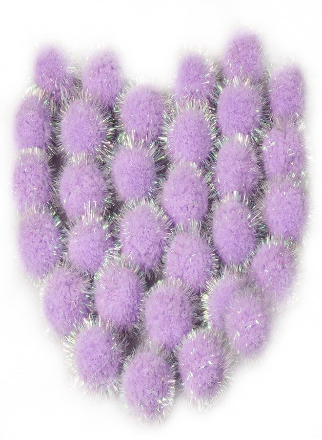 VAPKER 30 Pcs Cat Ball Toys Sparkle Balls Extra Large 2 Inch Cat's Favorite Chase Glitter Ball Glitter Tinsel Pom Poms Balls Purple Color - Image 1